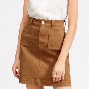 Everlane Patch Pocket Skirt Size 4 Women’s Cotton Stretch Denim Chestnut Brown